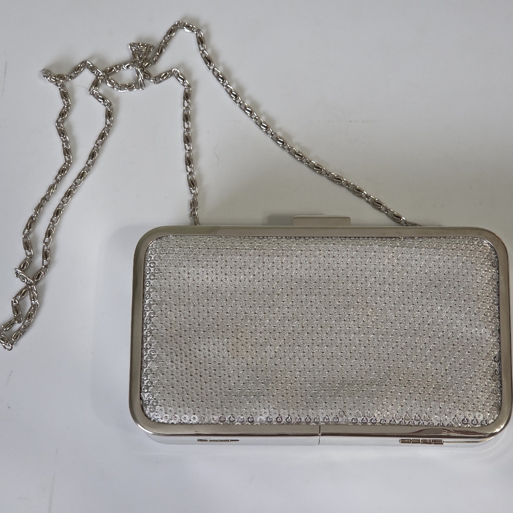 ​Silver Sequin Rectangular Box Clutch ✨ Wedding Cocktail Party Y2K Retro Glam